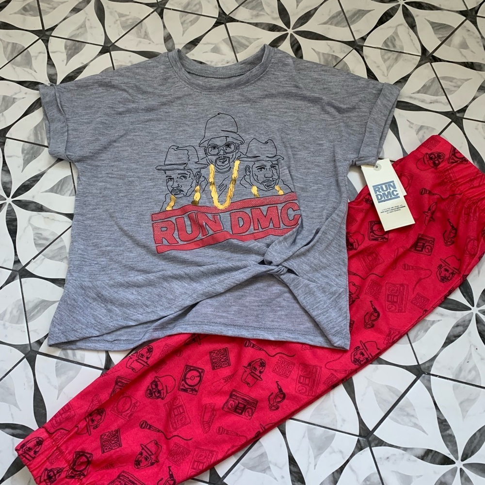 RUN DMC | Jammie Set PJs Gray/Hot Pink Hip Hop Sm